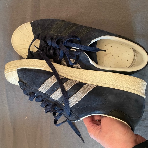 ADIDAS MENS BLUE SUADE SHELL TOE SUPERSTAR SIZE 10 - Picture 4 of 4